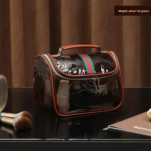 New Transparent Cosmetic Bag Waterproof PVC Portable Storage Bag Thickened Durable Large Capacity Travel Handheld Toiletry Bag