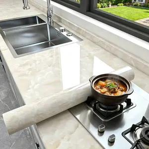 Self-Adhesive Marble Pattern Film, Waterproof Removable Vinyl, Easy Installation for Splash Guards, Bathroom, Floor, Wall, Cabinets, DIY Covering Material