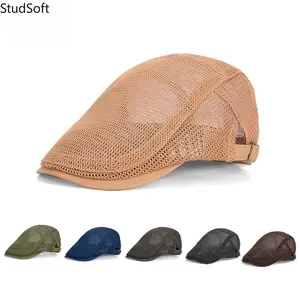 2026 New Summer Hollow-out Breathable Mesh Beret, Unisex Sunshade and Sun Protection Hat, British Retro Duckbill Cap