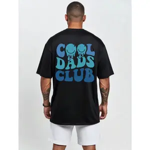 Oversized Graphic Tee Cool Dads Club Smiley Drip Print Streetwear Short Sleeve Crewneck Drop Shoulder Summer Casual Top