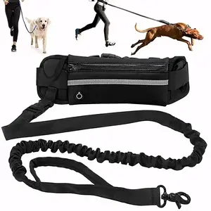 Hands Free Dog Leash, No Tangle Leash, Reflective Dog Leash with Waist Bag, Retractable Elastic Belt, Pet Supplies for Running Walking, Active Lifestyle
