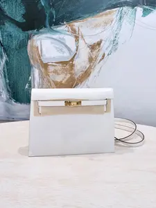 Pre-owned HERMÈS leather Shoulder Bags Kelly Danse in white color with sesame interior