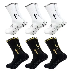 6 Pairs Cross Sock Unisex Sports Anti-Slip Grip Socks with Rubber Dots for Yoga Soccer Christian Gift Training Non-Slip Sole Faith Socks Comfort Fabric