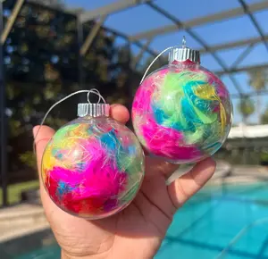 Set of Six Colorful Rainbow Feathers Unicorn Whimsical Candy Land Fun Ornaments Colorful Decoration Durable Colorful Chirstams Colorful Colorful Decoration Colorful