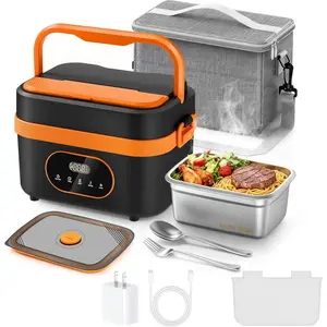 Heated Lunch Box, 16000mAh Cordless Electric, 1.5L Portable Self Heating Lunch Box for Adults, Rechargeable  Warmer for Office, Picnic, Travel,Outdoor Use-Orange