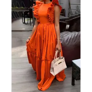 Fashionable Round Neck Waist-hugging Dress Summer Elegant Womenswear Casual Fabric Spandex Spring Polyester Chic Crewneck