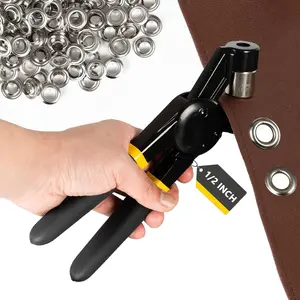 Heavy Duty Grommet Tool Kit with 1/2 Inch  and 300 Sets of 12MM Grommets,Handheld Manual Eyelet Tool Rivet Press Punch Pliers for Leather Canvas Fabric