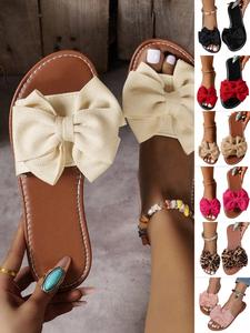 women sandals, bow decorated slip on flats sandals, unique sandals, boho sandals, elegant sandal, classy sandals, trending shoes, simple plain lightweight non-slip sandals for summer, casual home sandals for outdoor beach, slippers for women, footwear