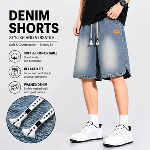 Men’s Starry Sky Pattern Mid-Length Denim Shorts — Lightweight for Summer, Loose Straight Fit, Trendy Retro Style, Versatile Casual Design