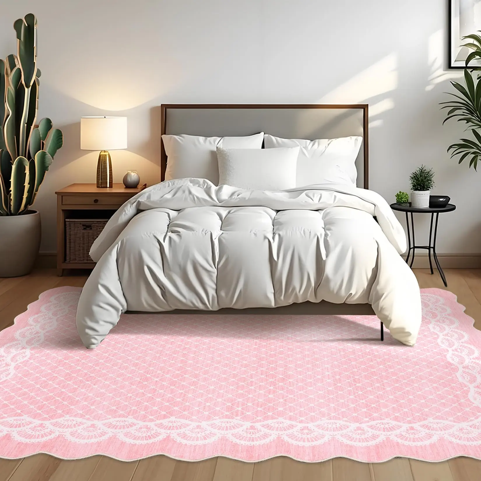 Garvee Home Decor Living Room Area Rug Non Shedding Pink Non Slip 8x10 Stain Resistant Floorcover