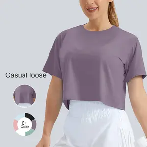 THE GYM PEOPLE Women's Workout Crop Top T-shirt Short Sleeve Boxy Yoga Running Cropped #TikTokShopBacktoSchool