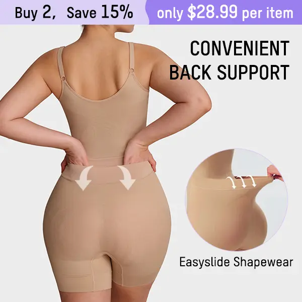 Petite Women Tummy Control Butt Lifter Back Pull Down Bodysuit with Cotton Gusset Postpartum SpringStatements Style Everyday Hip Basic