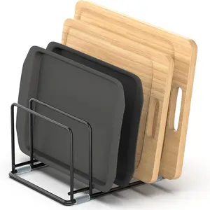 Cutting Board Organizer, Kitchen Cabinet Organizer, Divided Rack with 5 Slots for Baking Trays, Cutting Boards - Cookie sheet Organizer Inside Cabinet, Baking Sheets Holder (medium)