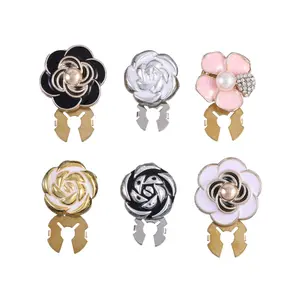Floral cufflink set for men, shirt collar and cuff buttons, fashionable metal decorative buttons, suit collar accessories