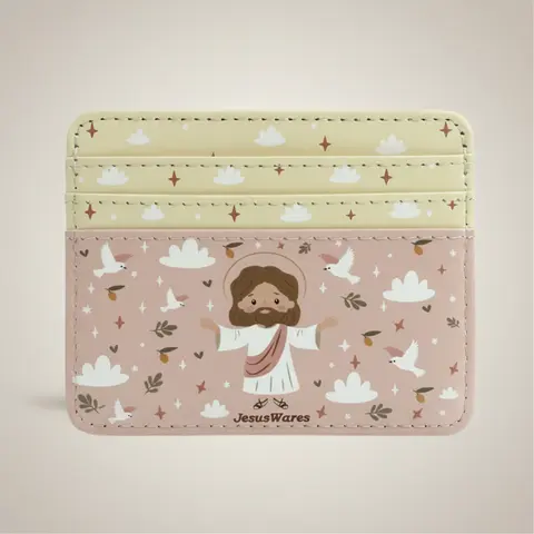 JesusWares CardHolder - Wallet - Jesus Double-Sided Holder with 6 Card Slots, Cash Pocket, Slim Minimalist Christian Organizer for Women, Faith-Based Everyday Accessory
