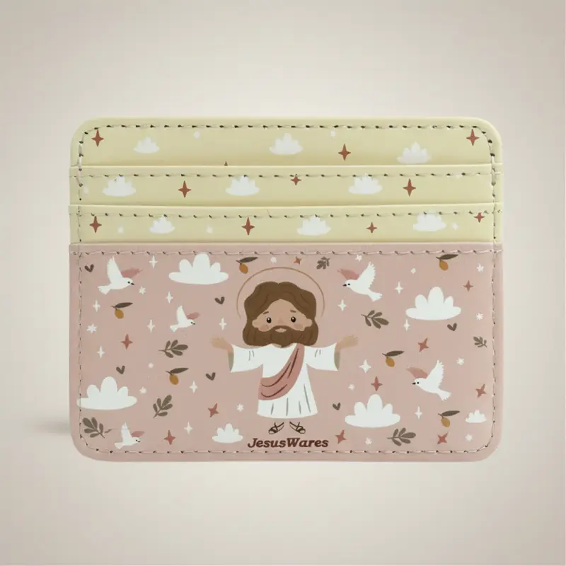 JesusWares CardHolder - Wallet - Jesus Double-Sided Holder with 6 Card Slots, Cash Pocket, Slim Minimalist Christian Organizer for Women, Faith-Based Everyday Accessory