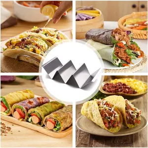 Taco Holders Set- Stainless Steel Taco Stand Rack Tray Style- Keeping Shells Upright, Oven Safe for Baking, for Taco Night Tuesday Carnival Party Supplies, Kitchen Utensils & Gadgets, Dishwasher and Grill Safe