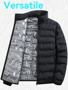 Men’s Slim Fit Warm Stand Collar Graphite-Fiber Graphene Jacket – Light Luxury Business Style, Winter Essential