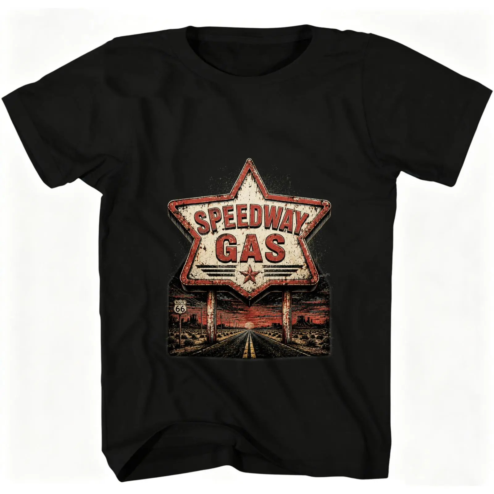 CARPESUN Vintage Retro Speedway Gas Star Graphic Tee Cotton Short Sleeve Casual Streetwear Unisex Gift For Men Women Car Enthusiasts Road Trip Lovers Nostalgia Fans