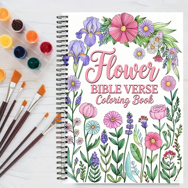 Floral Bible Verse Coloring Book, Christian Floral Patterns, Thick (100g), 20 Pages, Perfect Gift for Mother's Day, Parties, Christmas, Birthday, Artist Hand Drawn