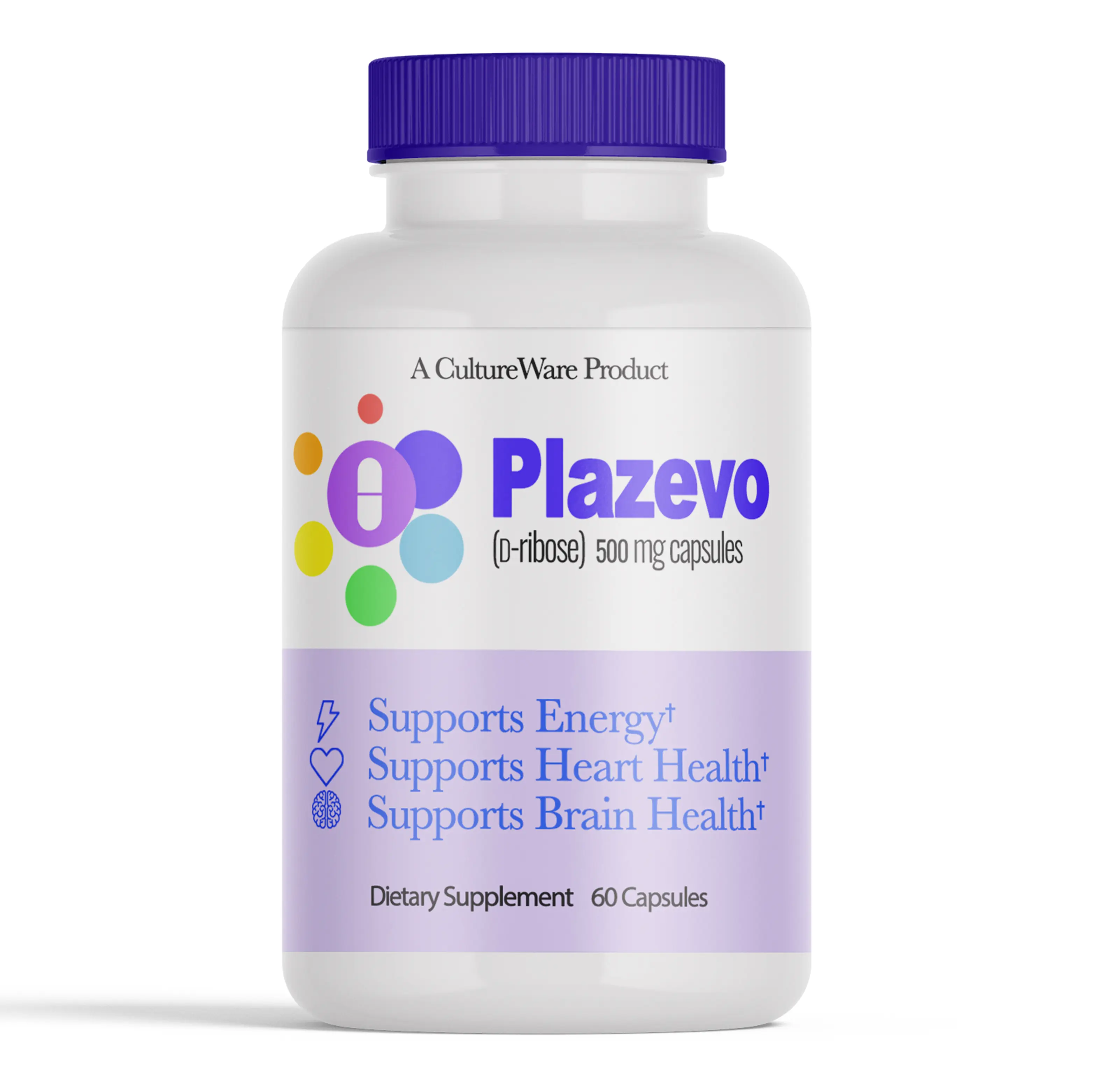 Plazevo - Customizable Open Label Placebo - D-Ribose 500 mg - 60 Capsules