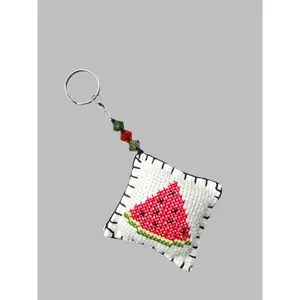 Handmade Embroidered Watermelon Keychain – A Symbol of Solidarity