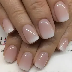 24 Pcs Pink Gradient Oval Short Press On Nails, French Style Glossy Finish Acrylic Fake Nails, Reusable False Nail Forms