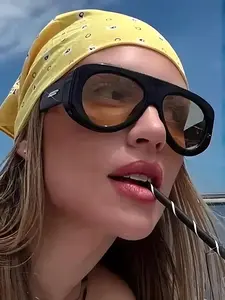 High-End Classic Pilot Toad-Shaped Large-Frame PC Material Sunglasses 2026 New Hot Girl Fashion Plain Pattern Sunglasses Suitable For Shopping And Vacation Protective Sunglasses Trendy Shades