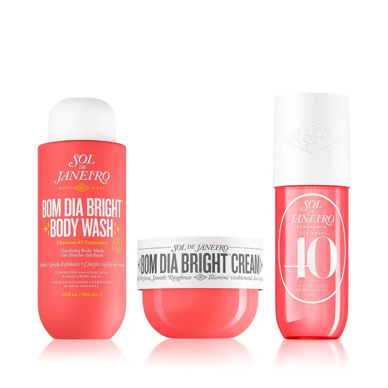 Sol de Janeiro Brightening Boost Skincare Routine Set - Unisex Use, Gently Exfoliating & Clarifying Kit with Body Wash, Liquid Cream for Visibly Radiant Skin, Scented in Black Amber Plum & Vanilla Woods