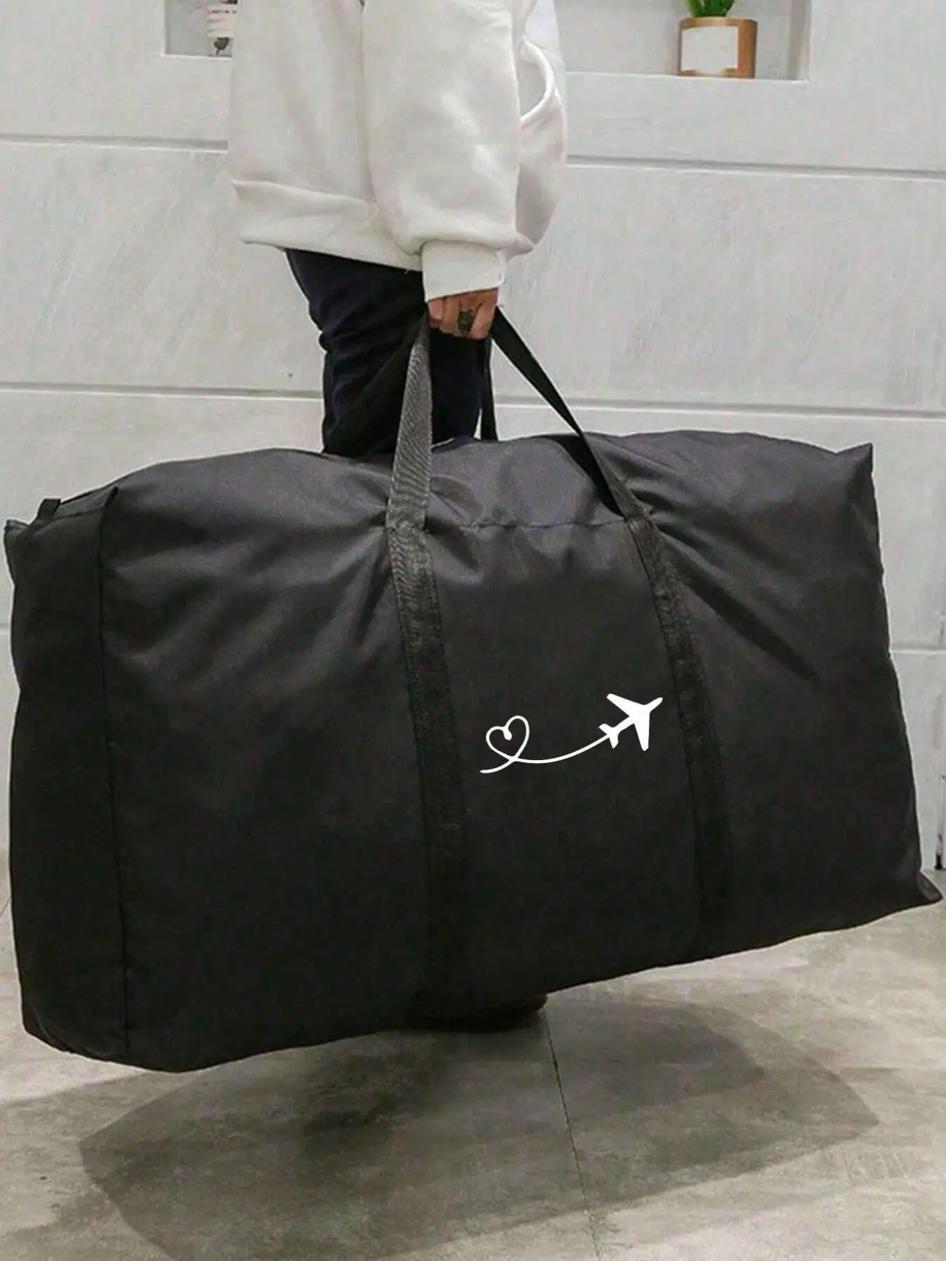 Foldable Travel Bags, Perfect Travel Bag, Unisex Storage Bag, Portable Large Capacity Luggage Bags, With Time Airplane Pattern, Travel Duffle Bag, Luggage Bag Oxford Cloth