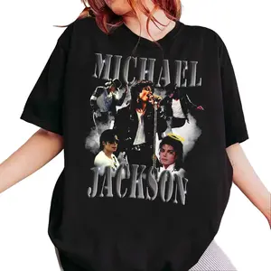 King of Pop Halftone Bootleg T-Shirt, Michael Jackson Retro Music Graphic Tee, MJ Music T-Shirt for Fans, Gift for Him