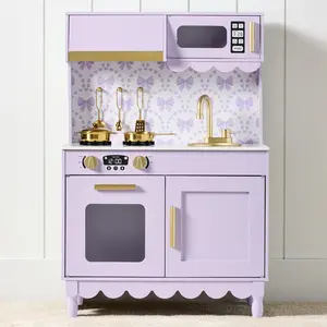 Best Choice Products Pretend Play Cottage Kitchen Wooden Toy Set for Kids w/ 5 Accessories, Oven