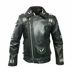 Men's leather jacket Western Genuine Cowhide Leather Jacket Bone & Beads Native American by Hide Crafts