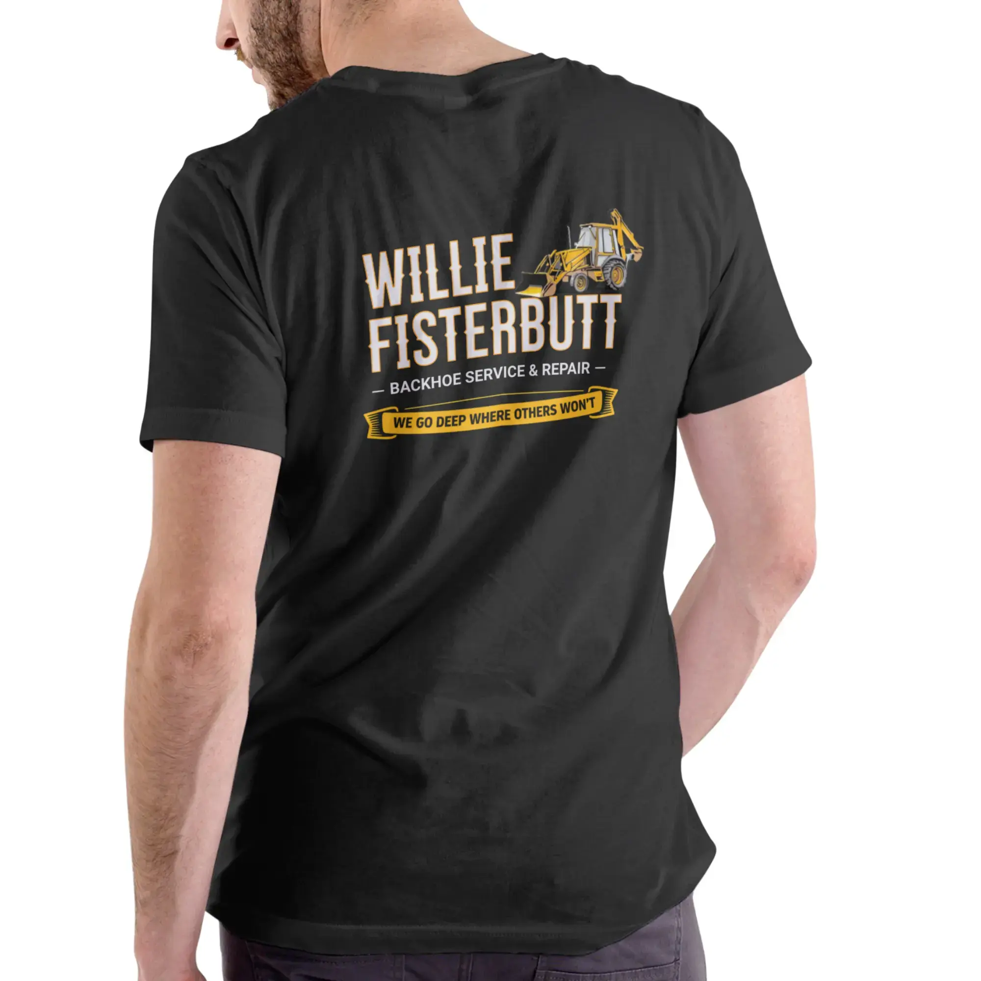 Gildan Men's Classic Short-Sleeve Breathable Fabric T-Shirt - Willie Fisterbutt Backhoe Service and Repair Funny Name Unisex Menswear Top zjy08