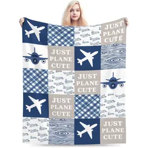 Airplane Throw Blanket Super Soft Warm Fluffy Flannel, Just Plane Cute Cozy Fuzzy Plush Blanket, Bedding Blankets for Home Bed Couch Travel, Perfect Super Bowl & Valentine’s Day Gift for Women Kids Boys Girls Adults
