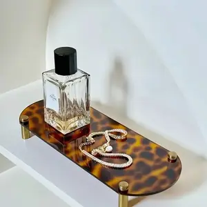 Elegant French Acrylic Tray Set, Turtle Brass Color Leopard Print Design, Perfect Room Decoration, 1 Piece or 2 Pieces, Fashion Home Accessory