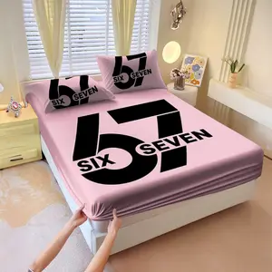 67 "six seven" printed bed sheet and bedsheet, a soft and comfortable bedspread, ideal for use in bedrooms and guest rooms