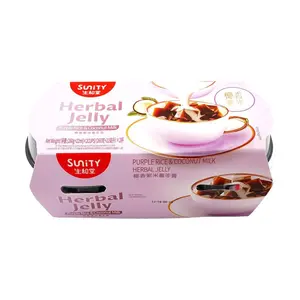 SUNITY Herbal Jelly – Purple Rice & Coconut Milk Flavor  2 Cups (9.17oz + 0.51 fl oz Each) | Fruity & Refreshing Asian Dessert