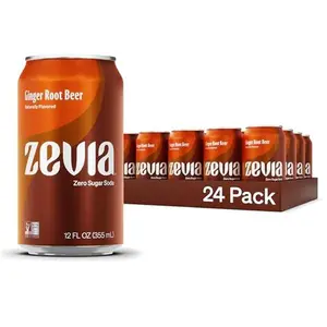 Zevia Zero Calorie Soda, Ginger Root Beer, 12 Ounce Cans (Pack of 24)