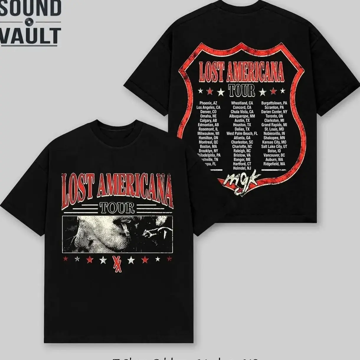 Lost Americana Tour 2026 T-Shirt Two Sided Vintage Rock Tee Lost Americana Concert Merch Bootleg Graphic Tee Heavyweight Oversized TShirt American Eagle USA Flag Shirt Retro Y2K Aesthetic Streetwear Gift For Fan Men Women JXS 8OA