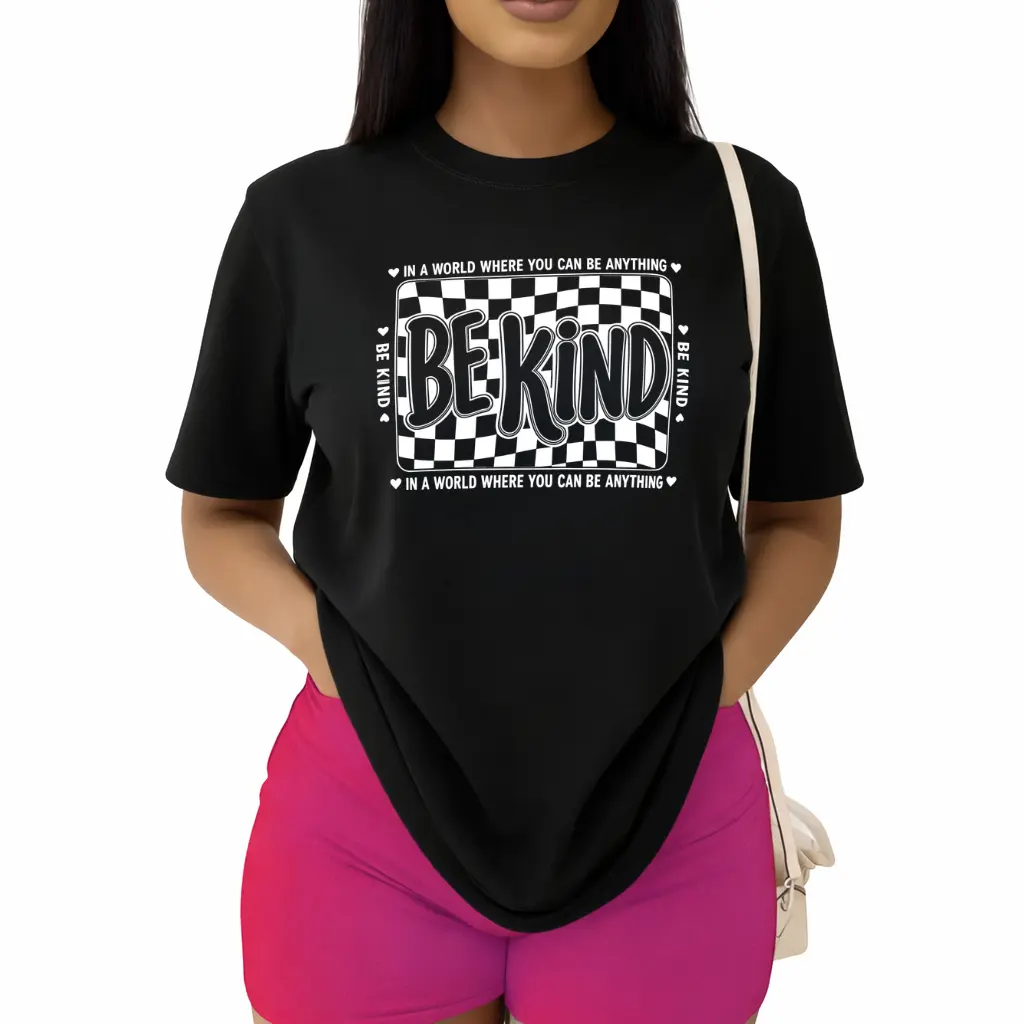 Checkered Be Kind Shirt, Funny Motivational Teacher Tee, Positive Affirmation Shirt, School Counselor Gift, Mental Health Tee