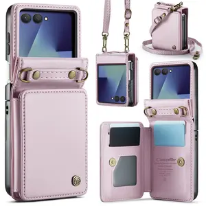 Samsung Galaxy Z Flip Case with Rfid Card Holder, Durable Detachable Wrist Strap Wallet Cover, Compatible with Z Flip 7/6/5/z Flip 7 Fe