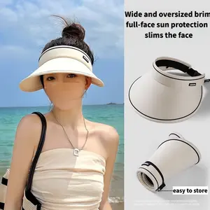 SLAYAURA Hat Air Top Female Summer Cycling Sun Hat All-Match Big Brim Folding Sun