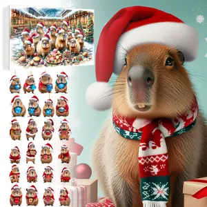 Christmas Acrylic Capybara Ornament Countdown Blind Box Gift, Festive Holiday Decoration, Unique Christmas Present Idea