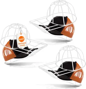 BallcapBuddy Original and Patented Hat Washer Cage (3 Pack), Hat Cleaner for Baseball Caps for Washing Machine or Dishwasher, Cap Washer Frame for Flat & Curved Hats- White