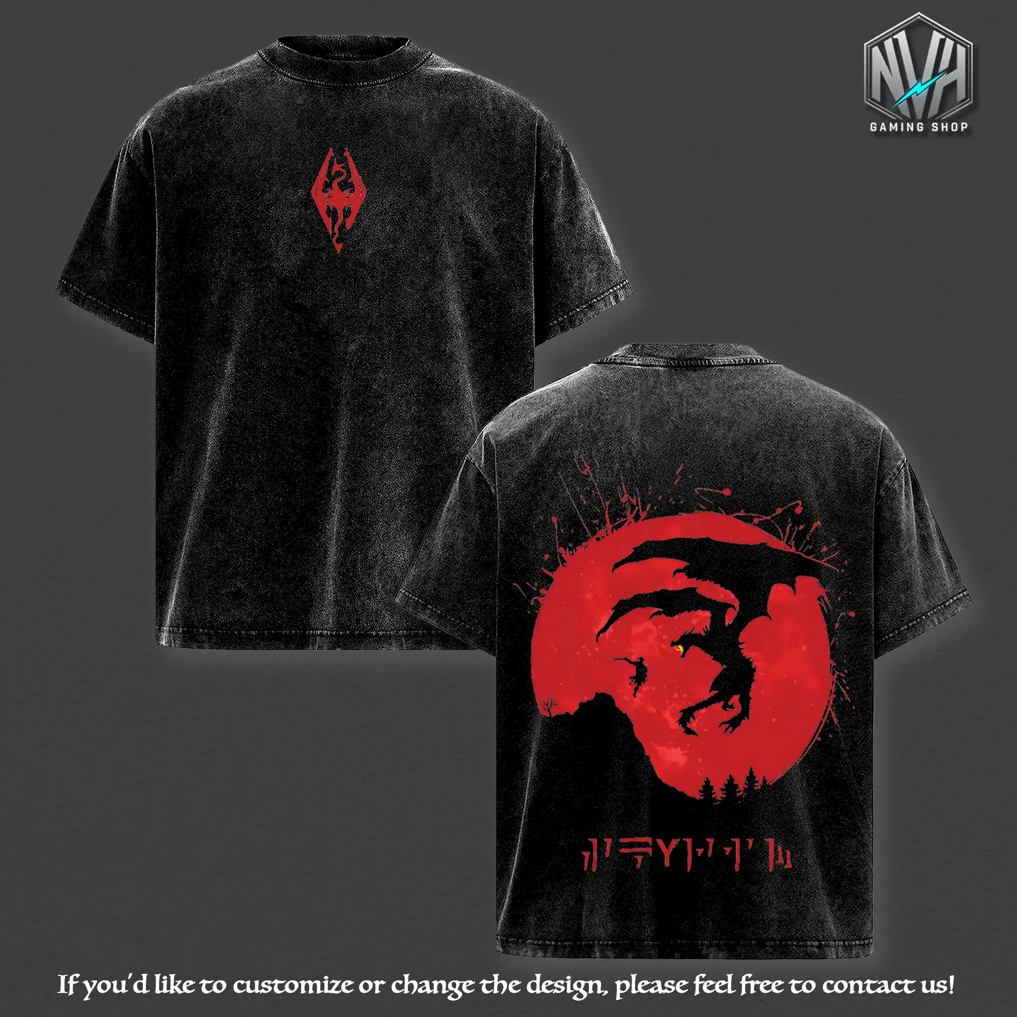 The Elder Scrolls V: Skyrim v12 Vintage Washed Tee Unisex Cotton T-shirt for Game Fans, Graphic Tees, Tops graphic t-shirts