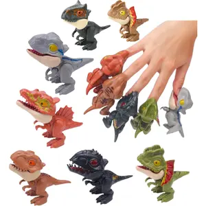 [12PCS]Biting Finger Dinosaurs Toy Collectibles for Display, Play and Snap On Figure Novelty Creative Theater Puppet Doll Animal Hand Puppet Dino Party Supplies Easter Egg Fillers