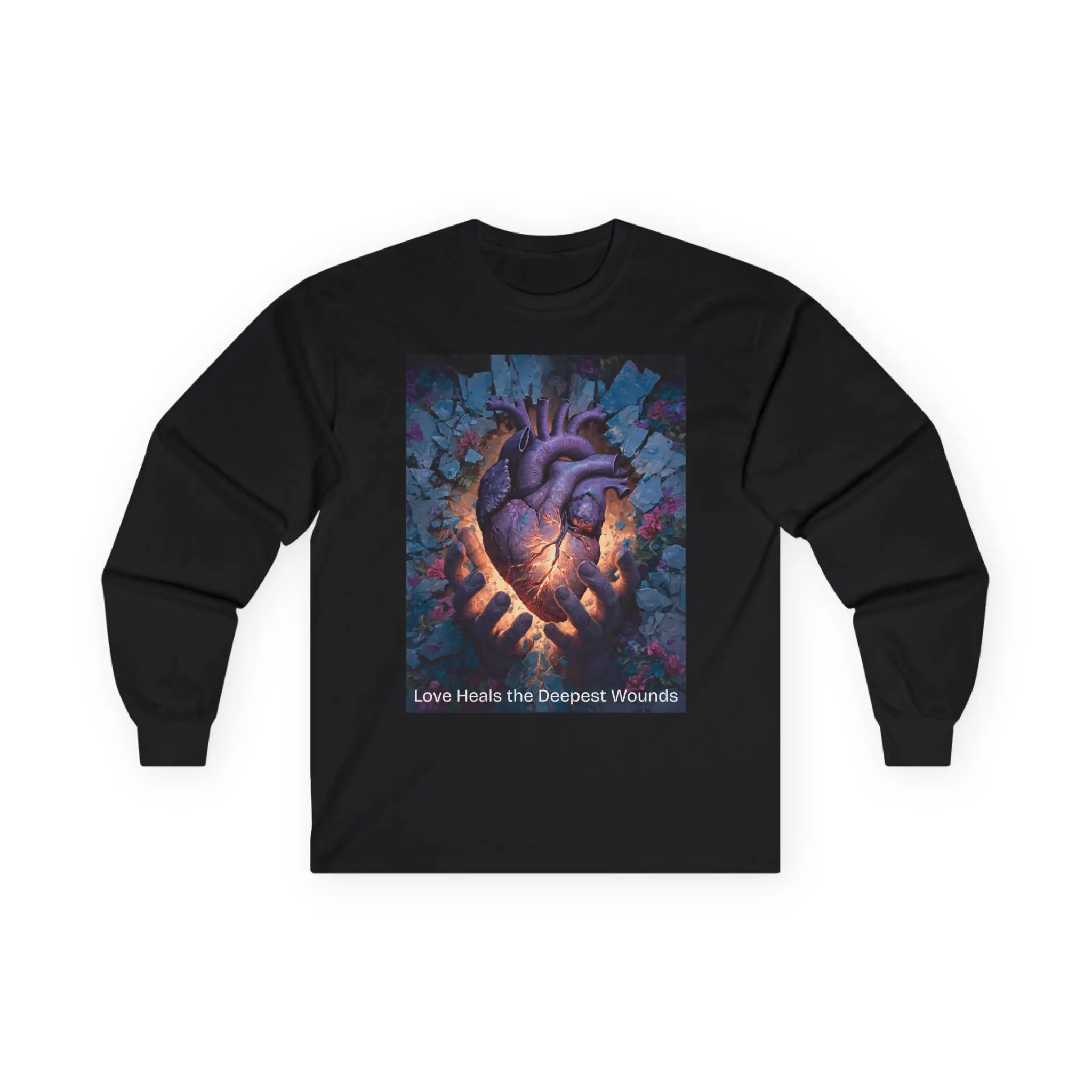 Healed Heart Illustration Long Sleeve Tee | 'Love Heals the Deepest Wounds'