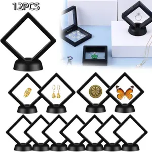 12PCS Floating Display Box with Clear Film - Perfect for Jewelry, Coins, Collectibles and More - Ideal Birthday and Valentine's Day Gift for Jewelry Storage and Display