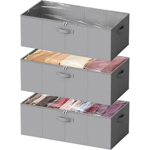 3 Pack 10" High Under Bed Storage Bins with Lids